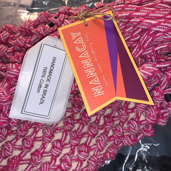 LAST ONE NANNACAY *Stella* pink red white crochet beach boho bag - Picture 4 of 4